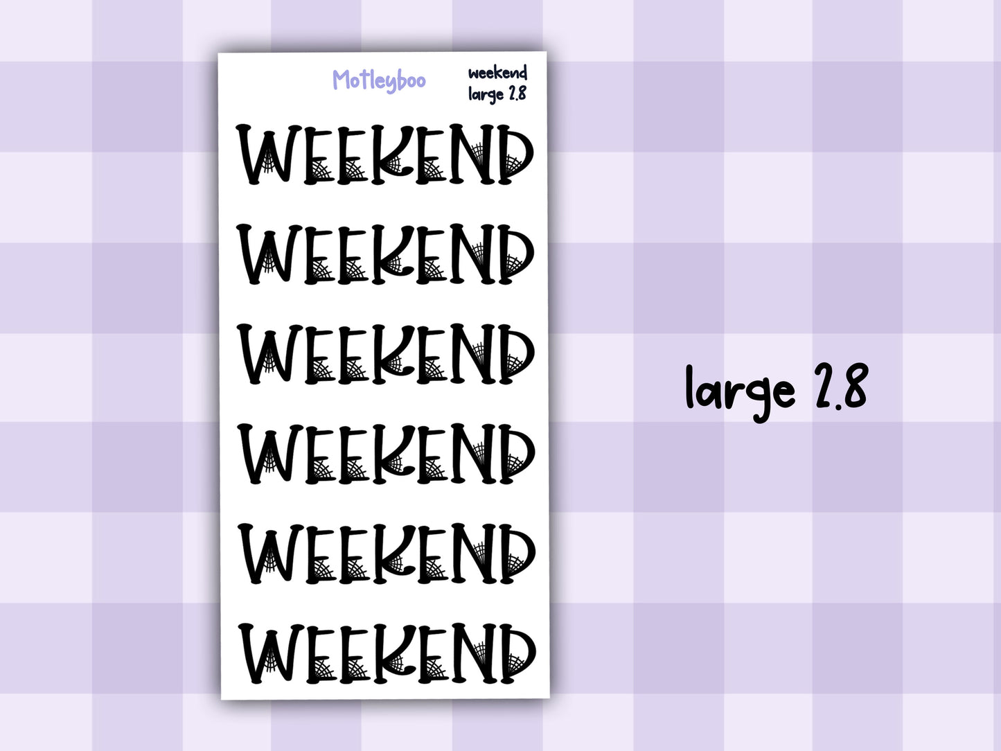 Gothic Planner Stickers, spiderweb Weekend headers