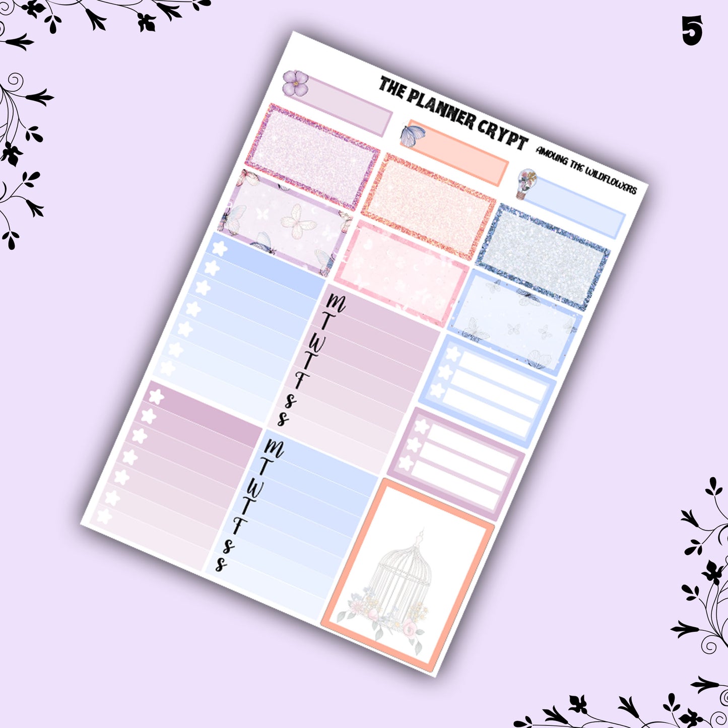 weekly planner sticker kit, moonchild stickers, wildflowers, hippy vibes, stickers, vertical planner kit, weekly planner, a la carte