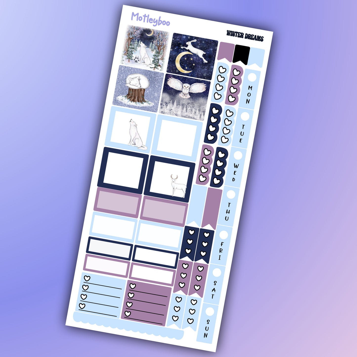 Hobonichi weeks weekly planner sticker kit, winter planner stickers, winter dreams