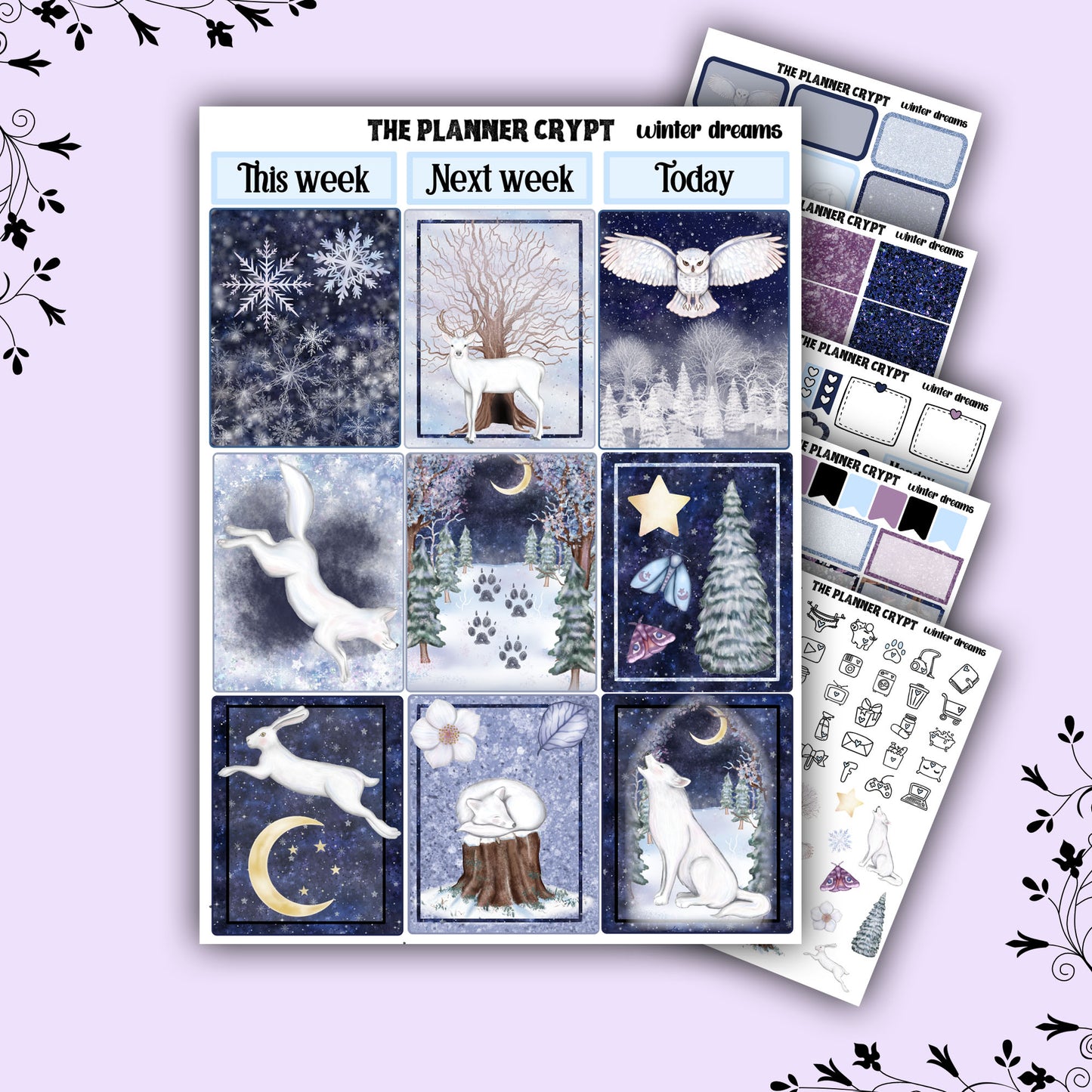 weekly planner stickers, planner kits, winter stickers, winter themed stickers, winter dreams