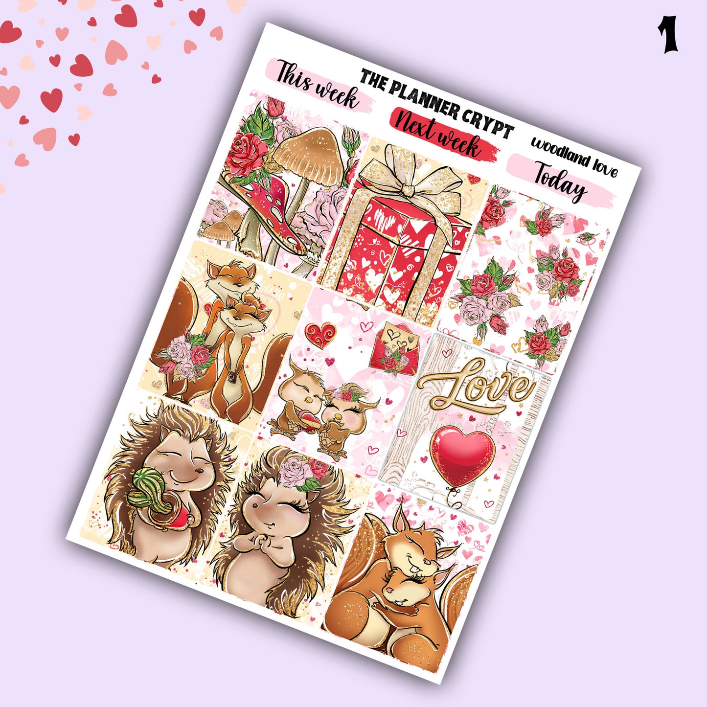 Valentines day weekly planner sticker kit, love planner stickers, cute animals sticker kit, vertical planner, cute stickers, valentines gift