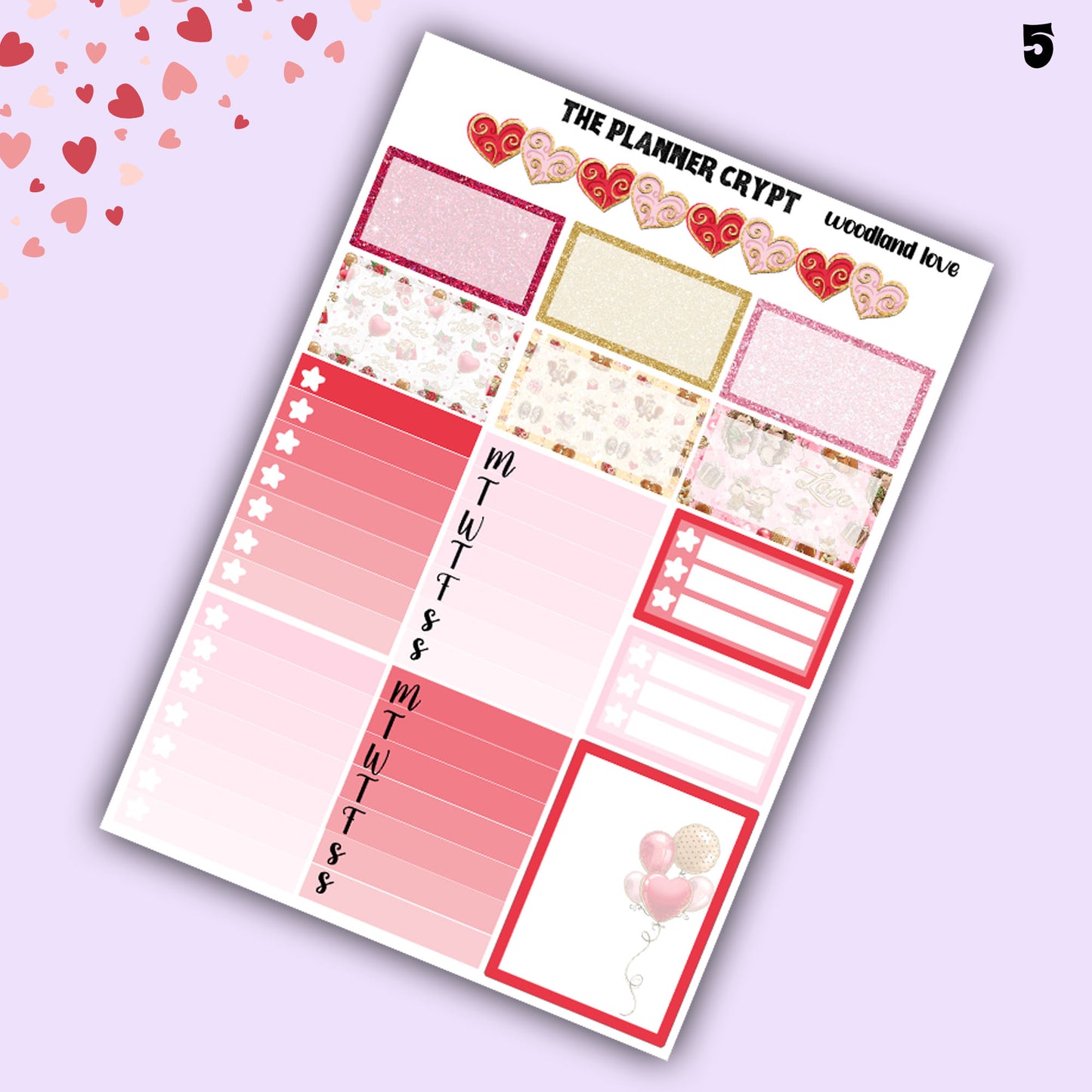 Valentines day weekly planner sticker kit, love planner stickers, cute animals sticker kit, vertical planner, cute stickers, valentines gift