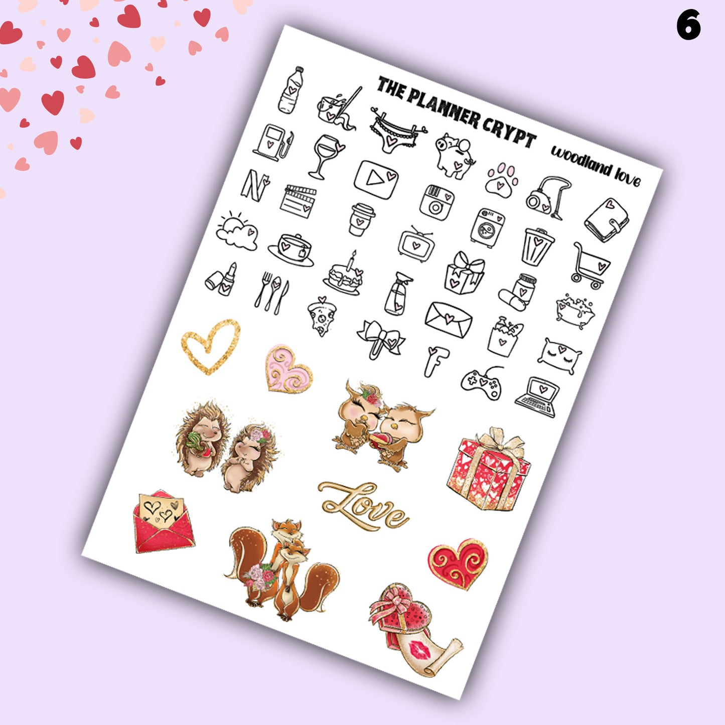 Valentines day weekly planner sticker kit, love planner stickers, cute animals sticker kit, vertical planner, cute stickers, valentines gift