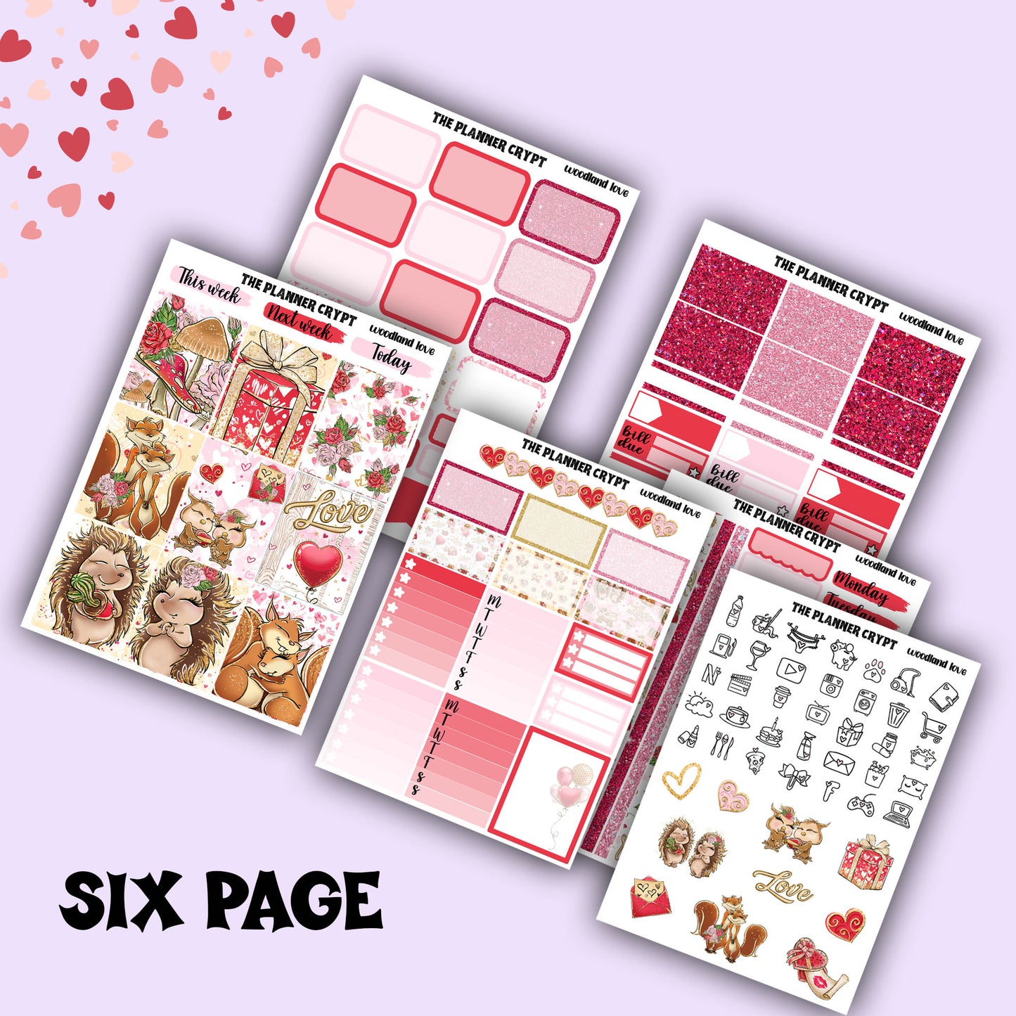 Valentines day weekly planner sticker kit, love planner stickers, cute animals sticker kit, vertical planner, cute stickers, valentines gift