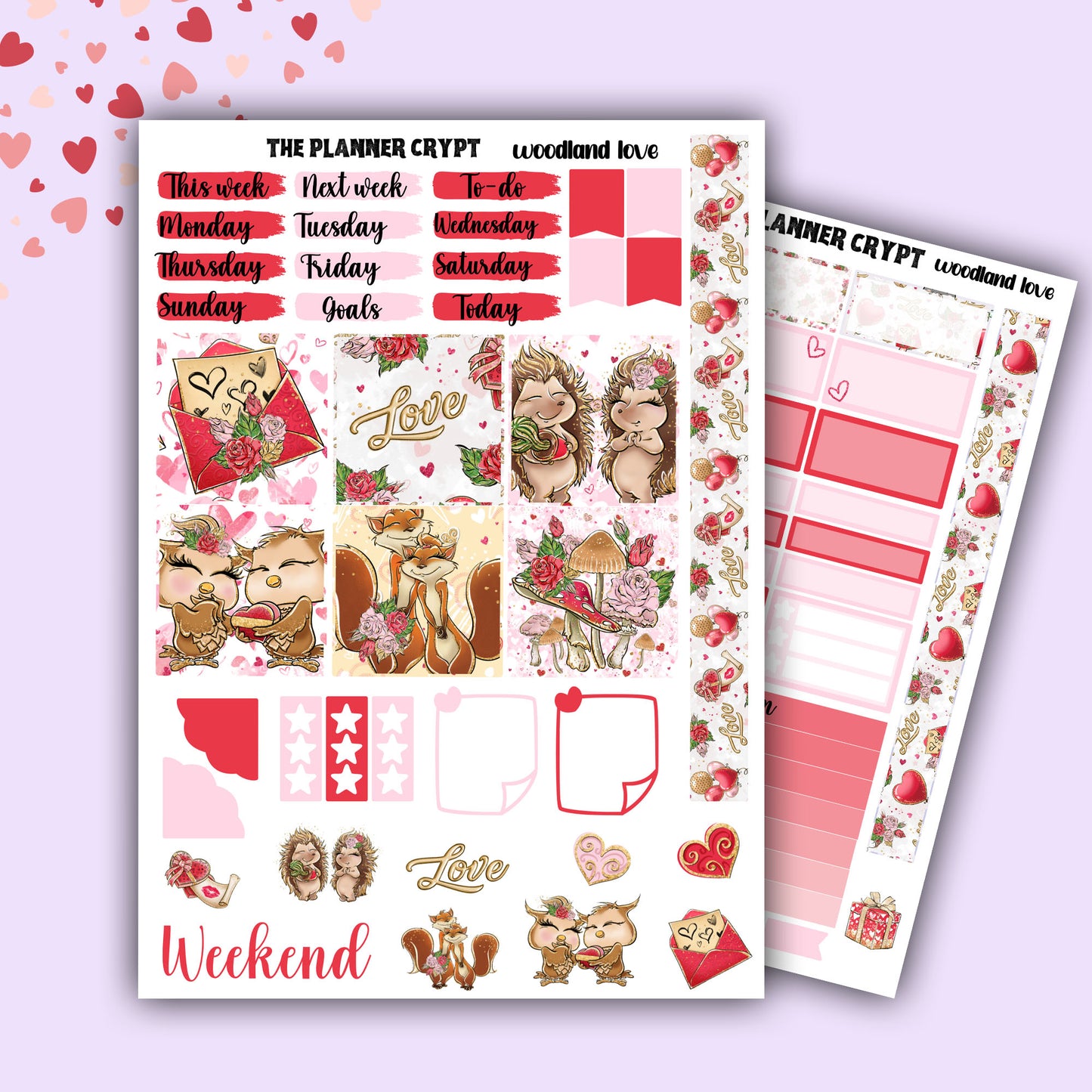Valentines day hobonichi cousin sticker kit, weekly sticker kit, A5 planner, valentines day, planner stickers, functional stickers