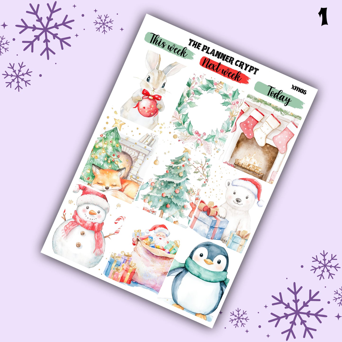 Rustic winter christmas weekly planner kit, winter stickers, christmas stickers, planner stickers