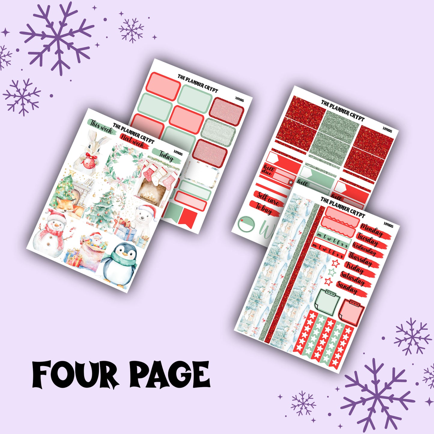Rustic winter christmas weekly planner kit, winter stickers, christmas stickers, planner stickers