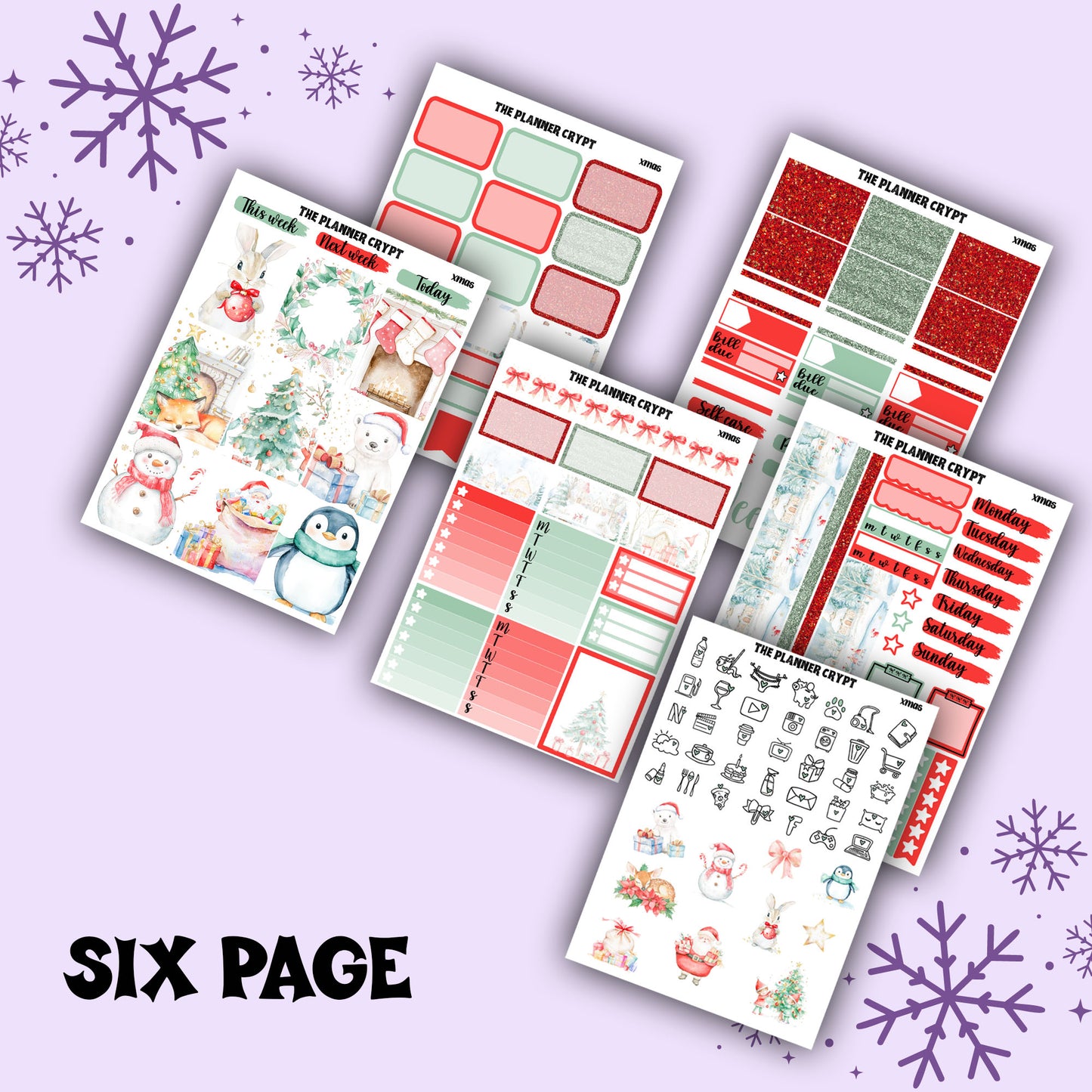 Rustic winter christmas weekly planner kit, winter stickers, christmas stickers, planner stickers