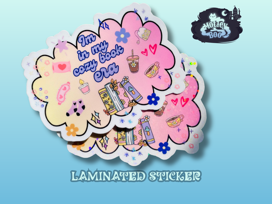 In my cozy book era sticker, gifts for book lovers, cute sticker, die cut sticker, laminate sticker, laptop sticker, vinyl sticker, glitter