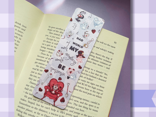 Alice's adventures in wonderland bookmark, bookish gift, cute and fun, original artwork, book club, whimsical bookmark, cute ghost