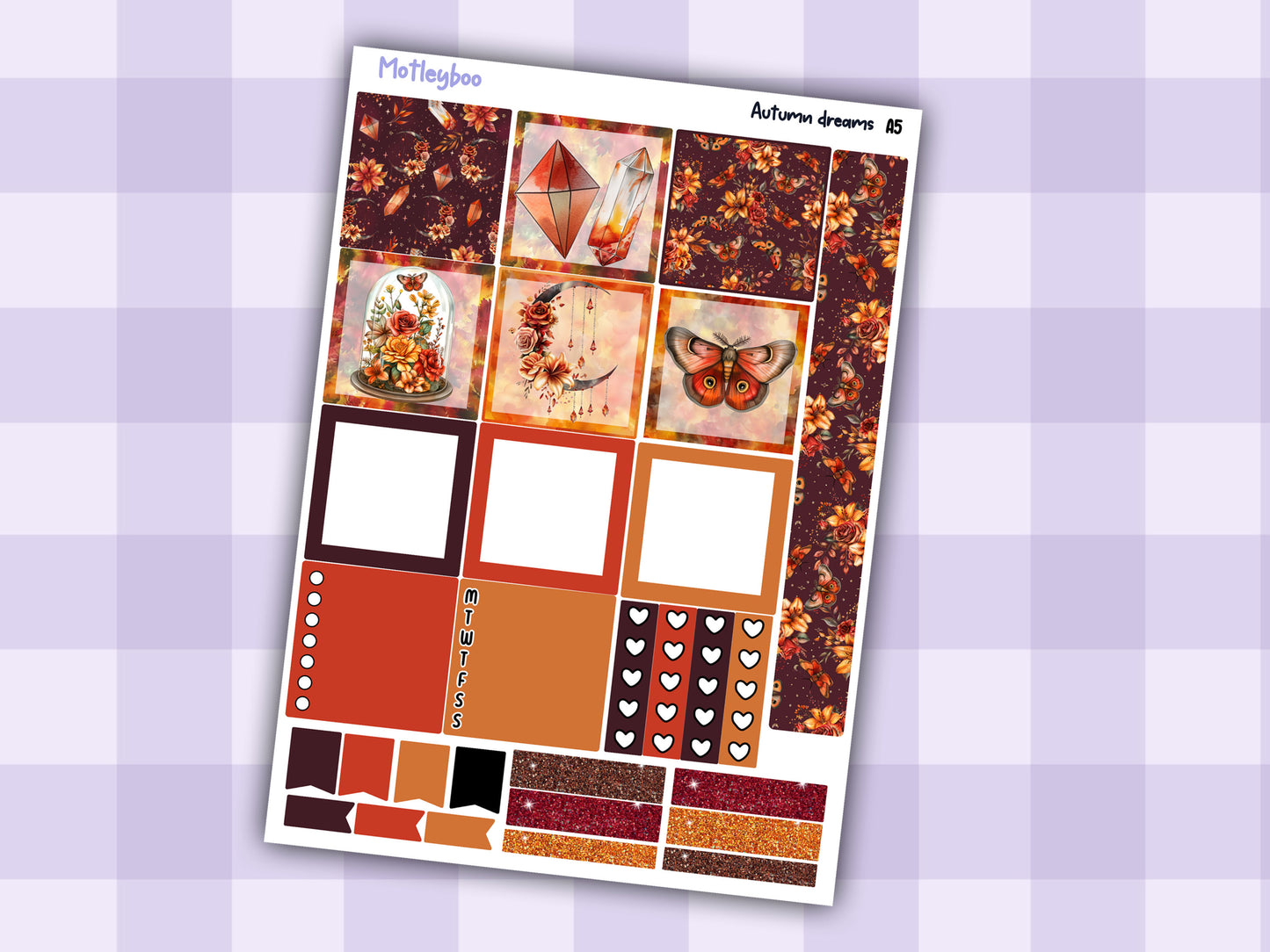 Hobonichi cousin, weekly planner sticker kit, Autumn dreams