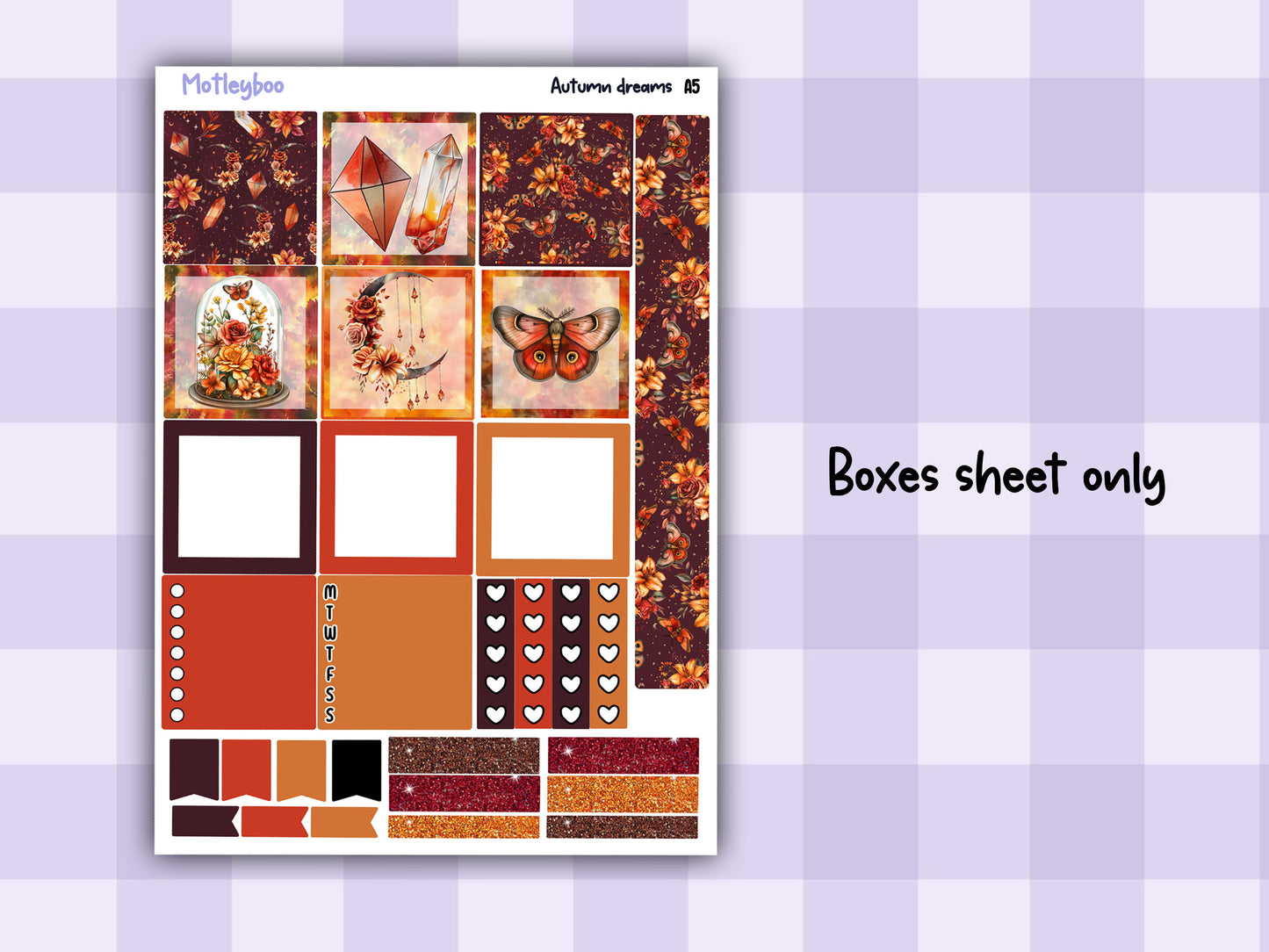 Hobonichi cousin, weekly planner sticker kit, Autumn dreams