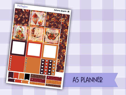 Hobonichi cousin, weekly planner sticker kit, Autumn dreams
