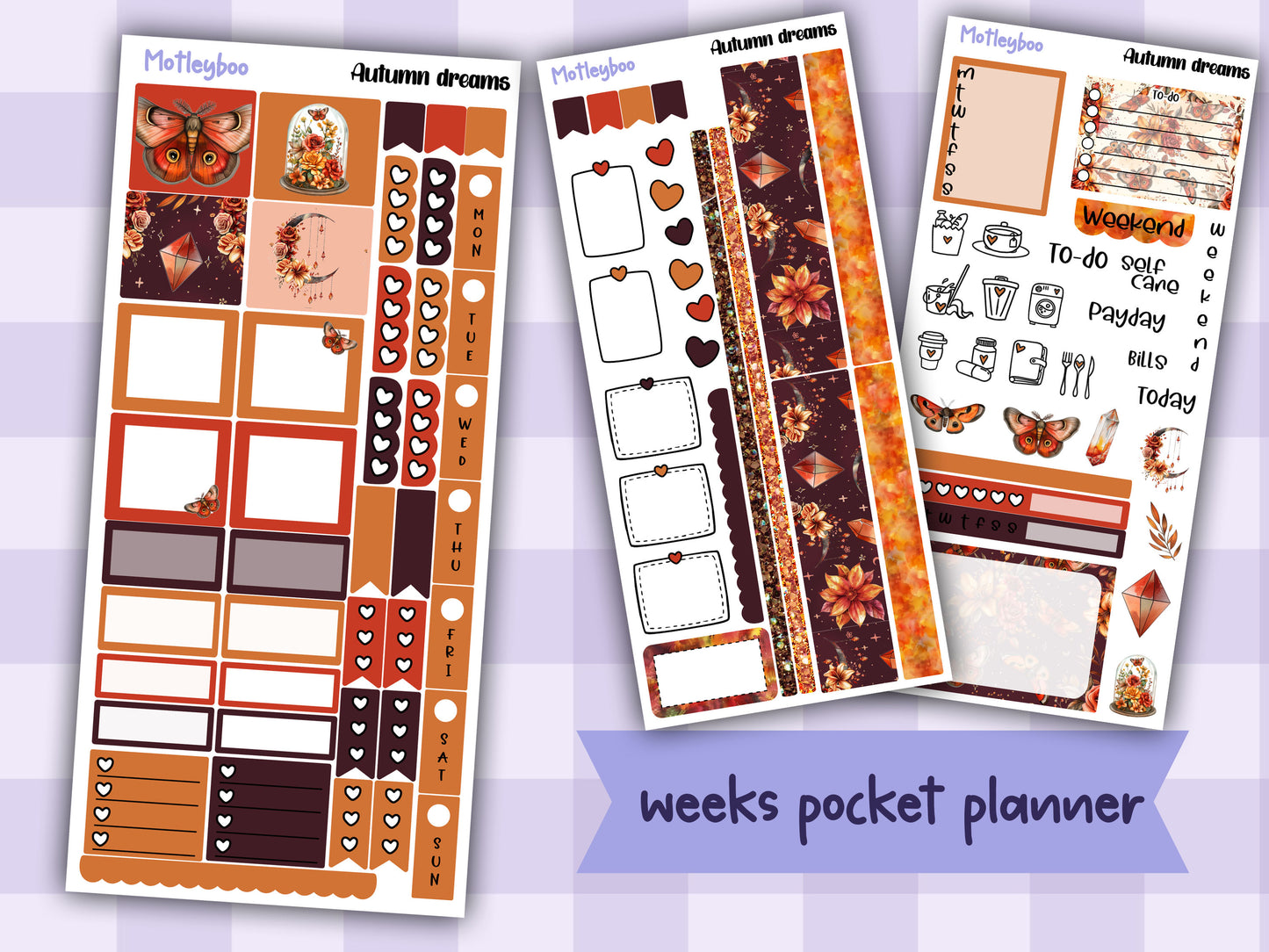 Hobonichi weeks, sticker kit, hobonichi planner, autumn stickers, planner stickers
