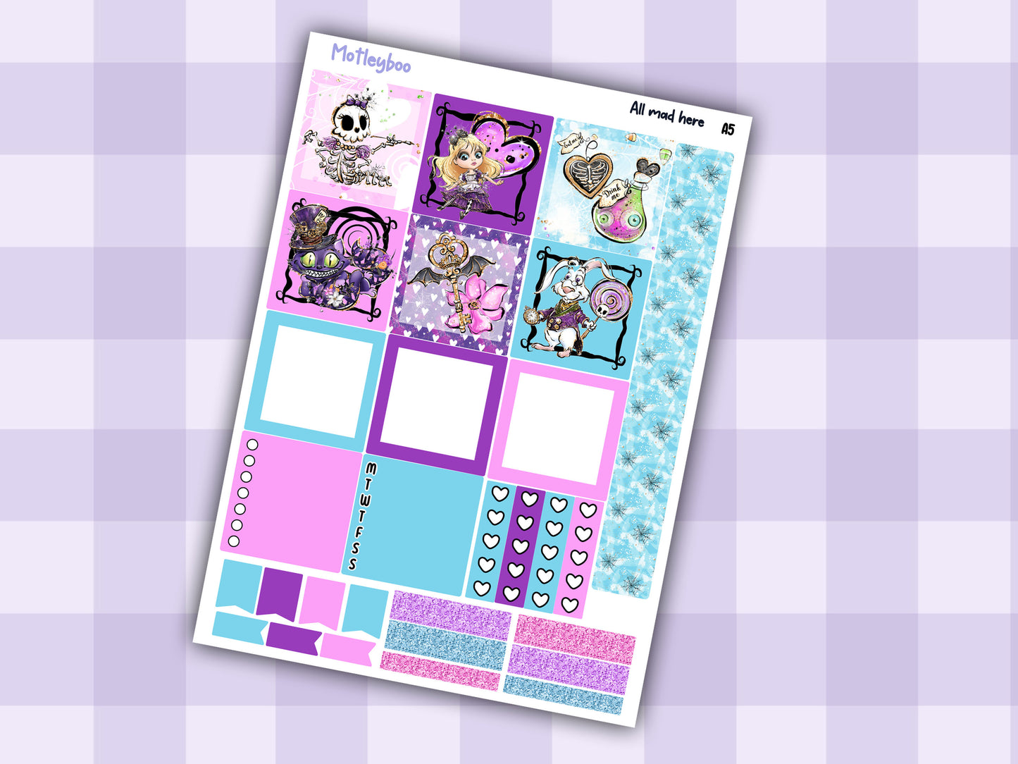 A5 Hobonichi cousin planner sticker kit, Summer planner stickers, hobonichi cousin, All mad here