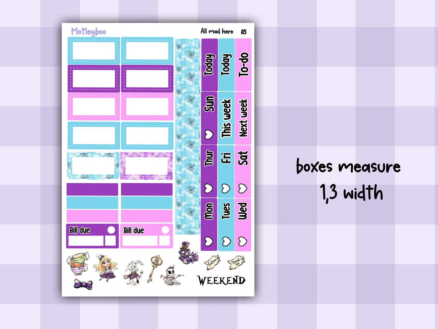 A5 Hobonichi cousin planner sticker kit, Summer planner stickers, hobonichi cousin, All mad here