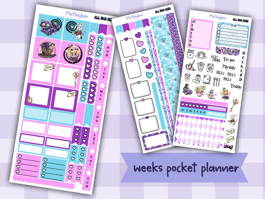 Hobonichi weeks, sticker kit, hobonichi planner, Alice in wonderland, All mad here