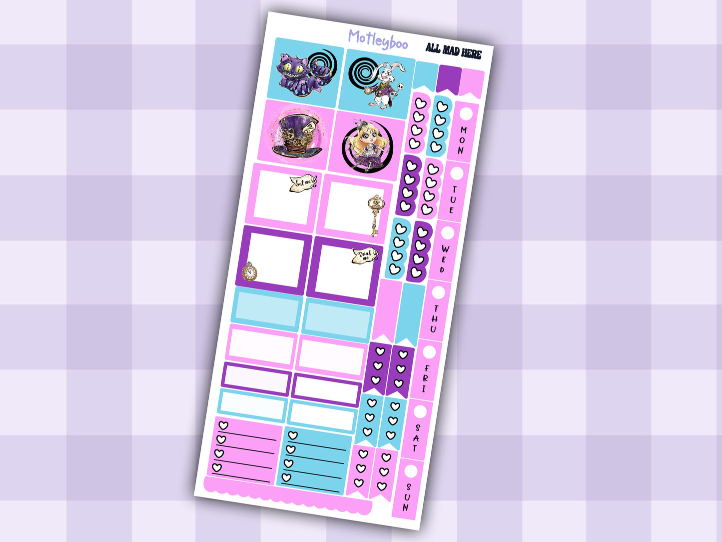 Hobonichi weeks, sticker kit, hobonichi planner, Alice in wonderland, All mad here