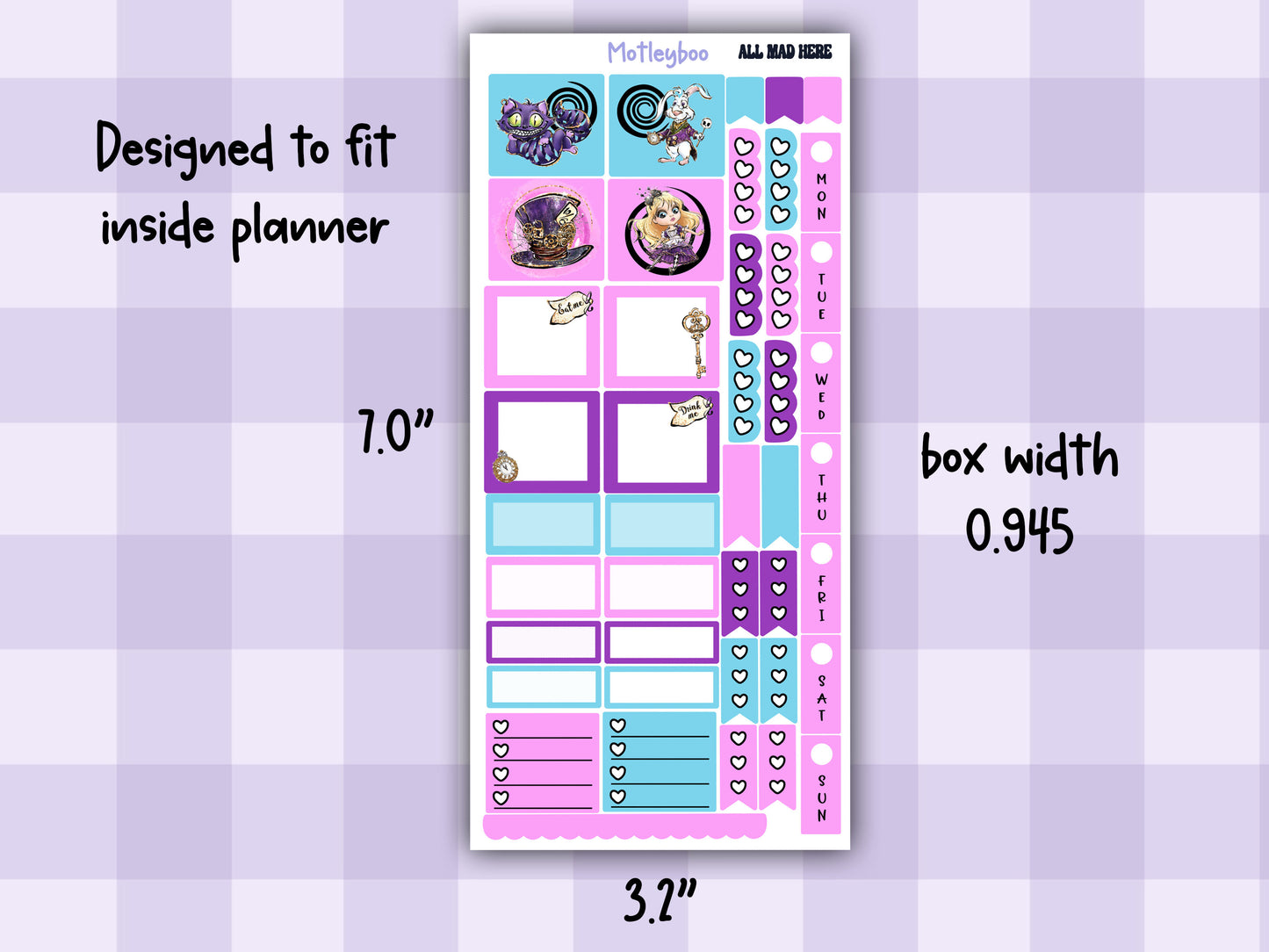 Hobonichi weeks, sticker kit, hobonichi planner, Alice in wonderland, All mad here