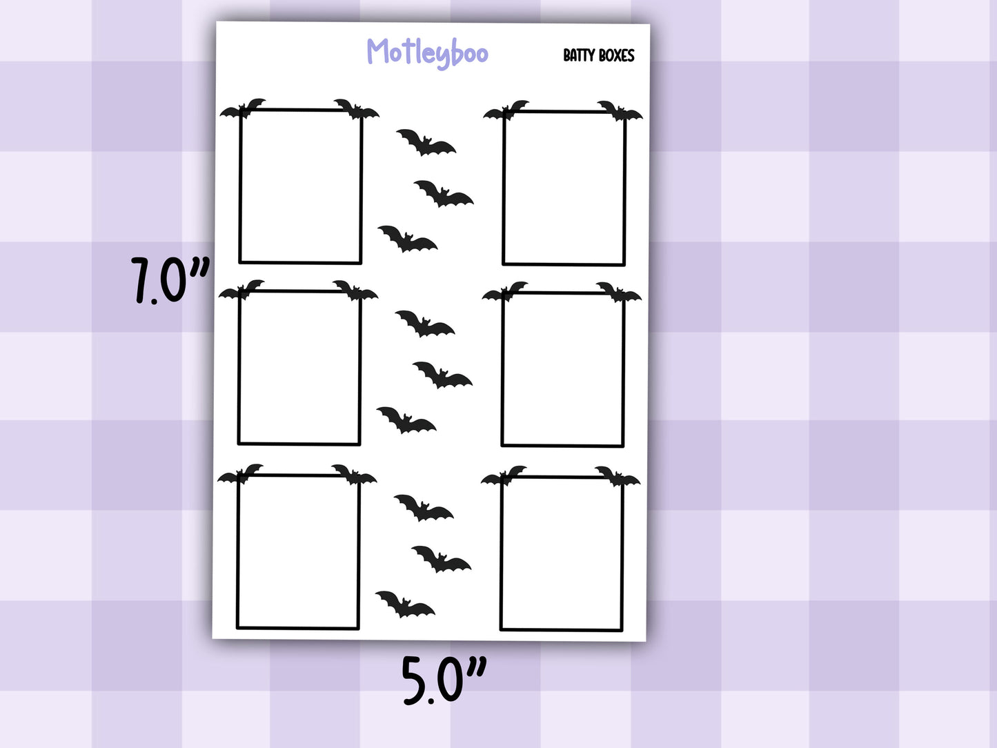 Batty Functional Planner Stickers, Full boxes, Goth Weekly Planner Supplies