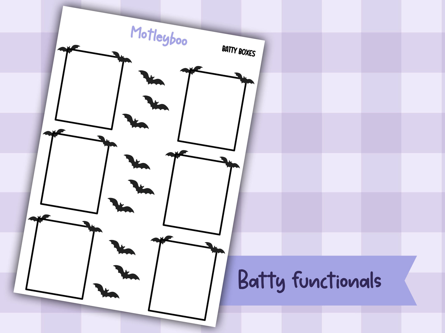 Batty Functional Planner Stickers, Full boxes, Goth Weekly Planner Supplies