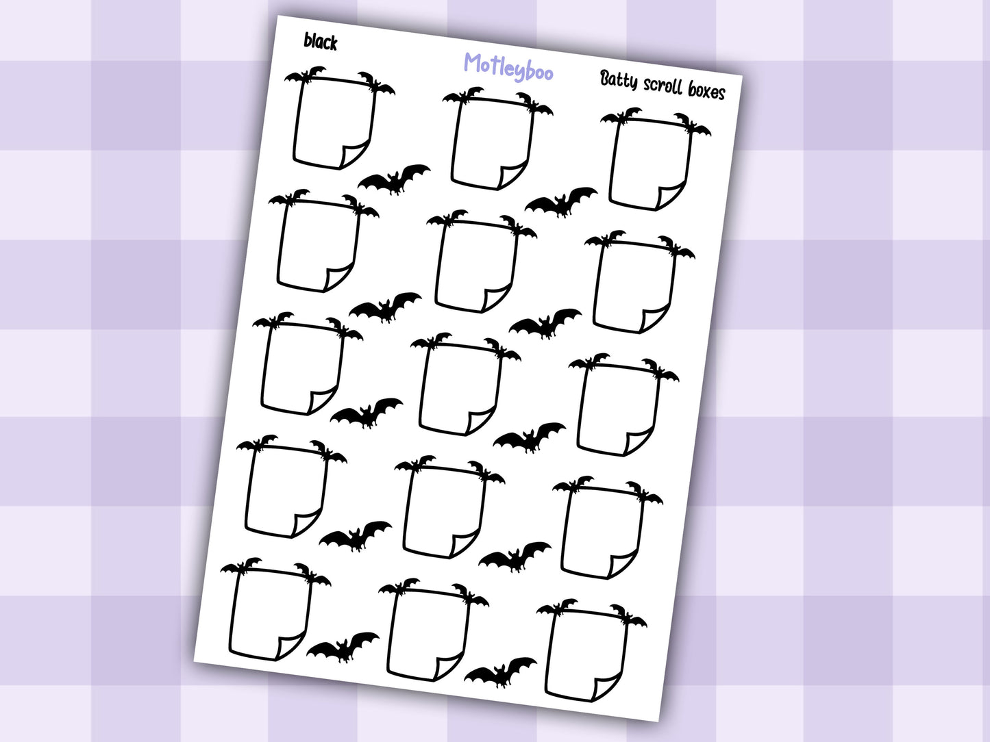 Bat Planner Stickers, Functional Journal Boxes, A5 Planner, Goth planning, Spooky season