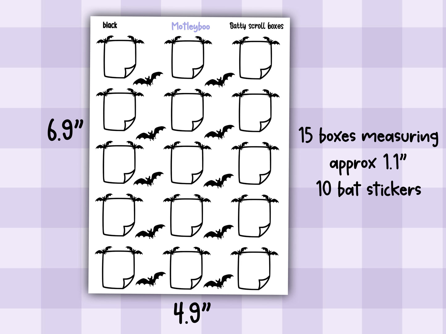 Bat Planner Stickers, Functional Journal Boxes, A5 Planner, Goth planning, Spooky season