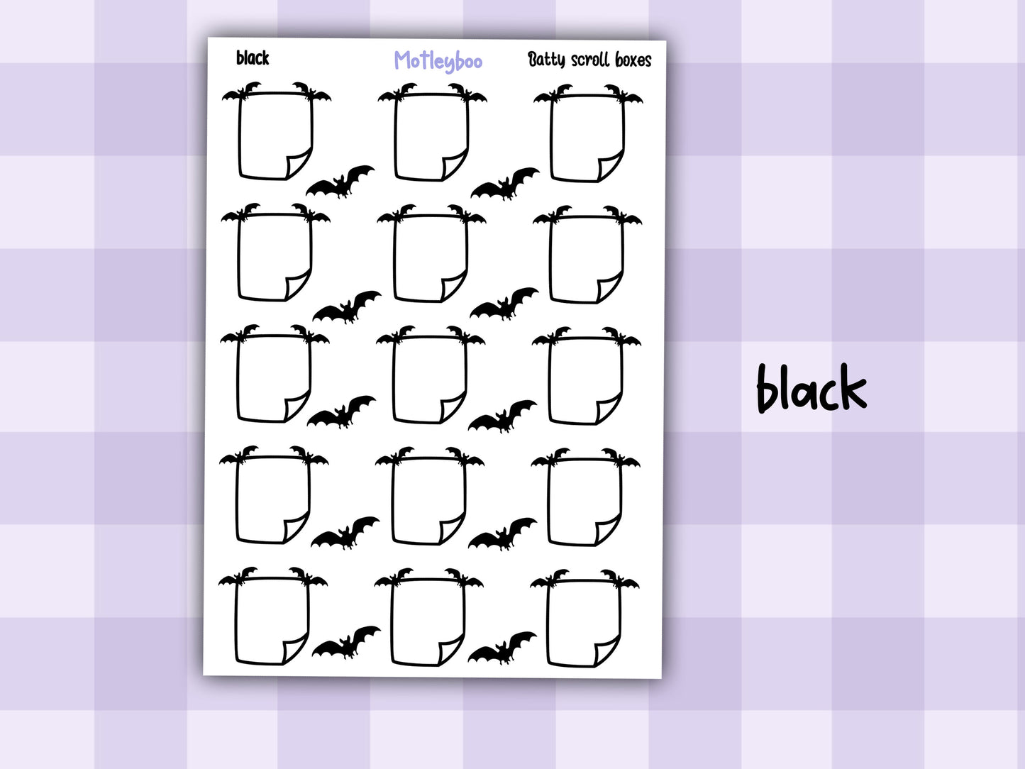 Bat Planner Stickers, Functional Journal Boxes, A5 Planner, Goth planning, Spooky season