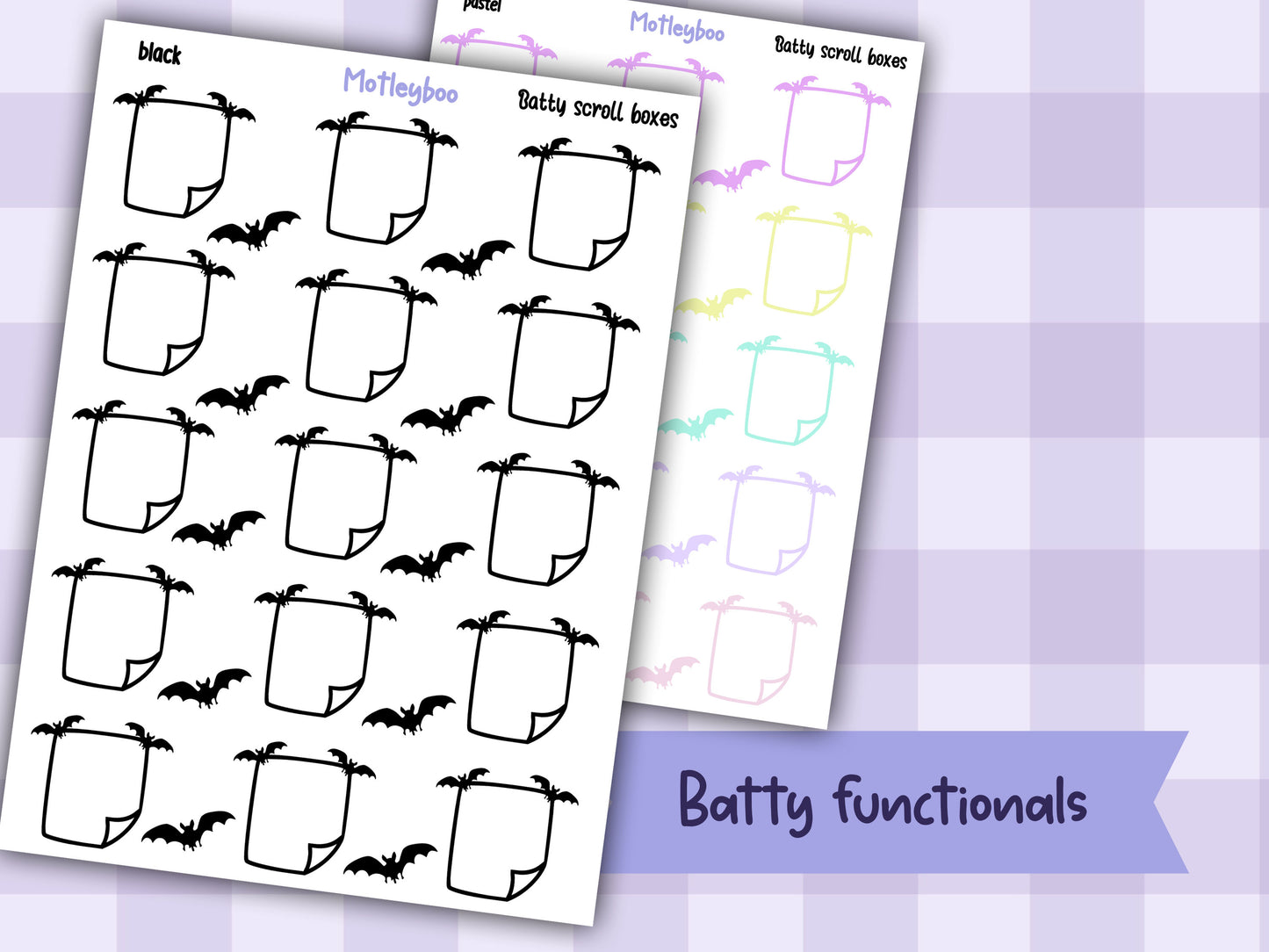 Bat Planner Stickers, Functional Journal Boxes, A5 Planner, Goth planning, Spooky season