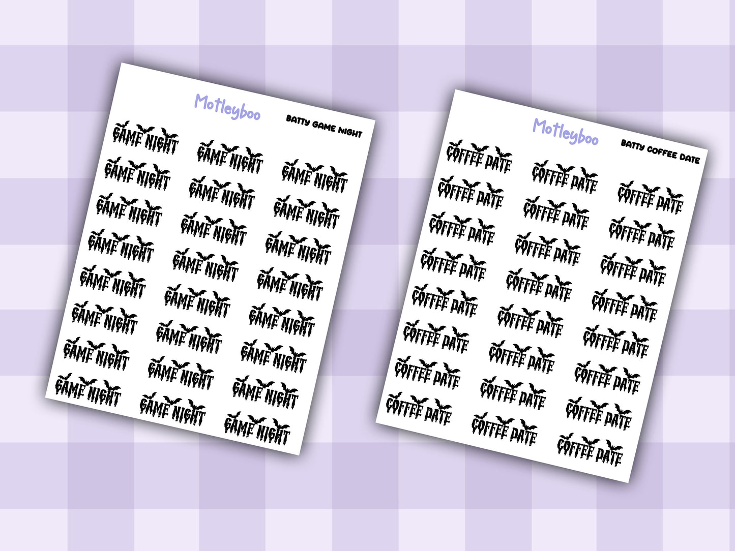 Bat Planner Stickers, Goth Journal Recreational Functional Words,