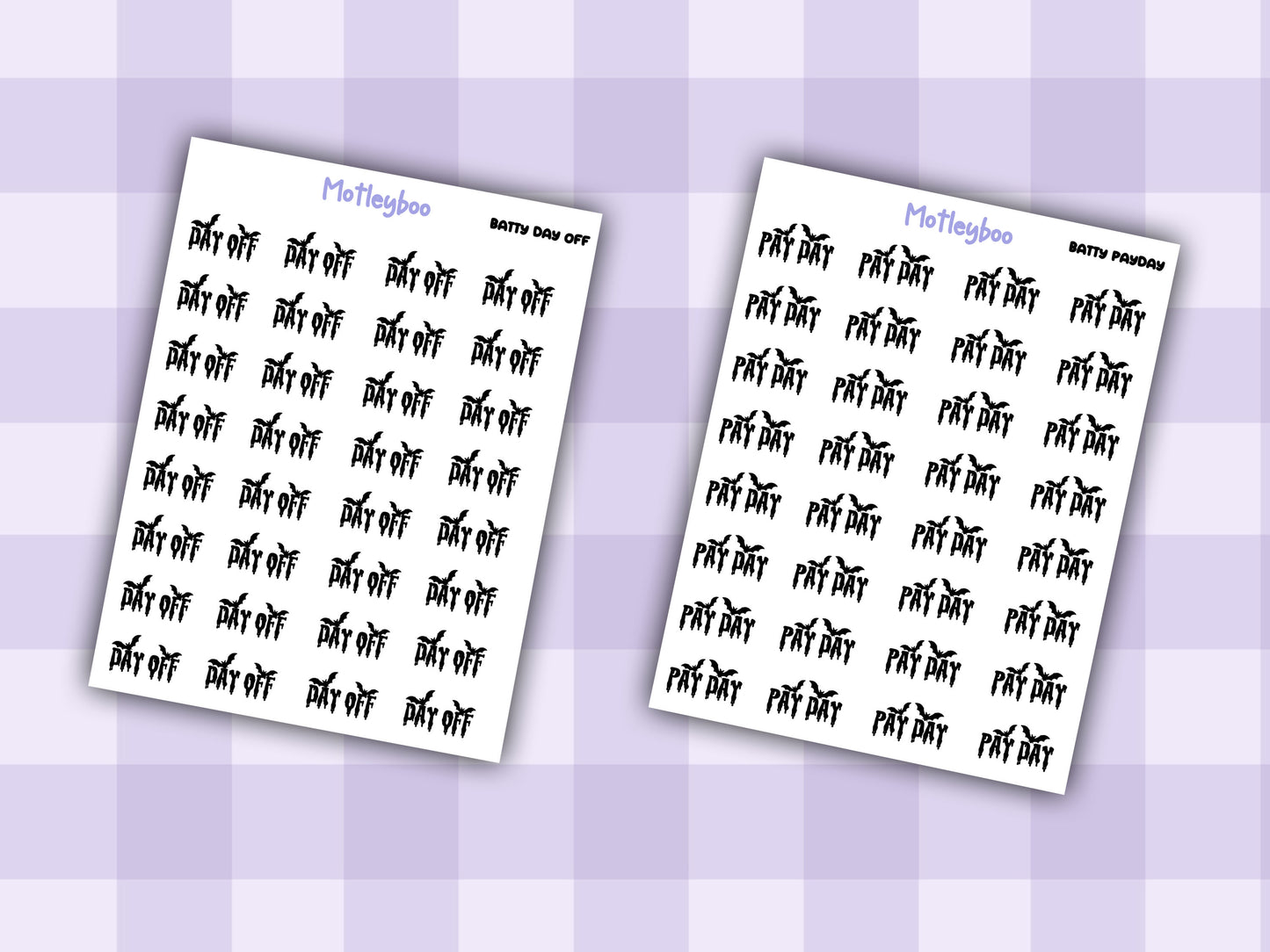 Batty Words Planner Stickers, Spooky Goth Journal Stickers, work planning, gothic planner, functional word stickers