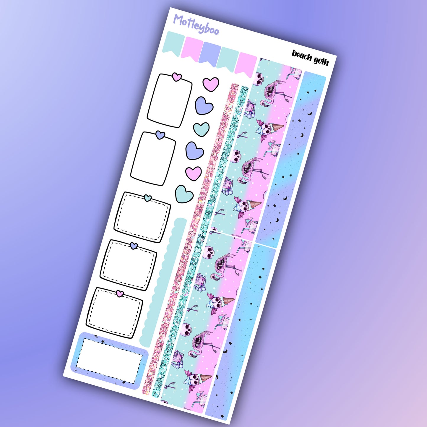 Hobonichi weeks, sticker kit, hobonichi planner, goth planner, witch vibes, summerween, stickers, goth sticker, beach goth, summer goth