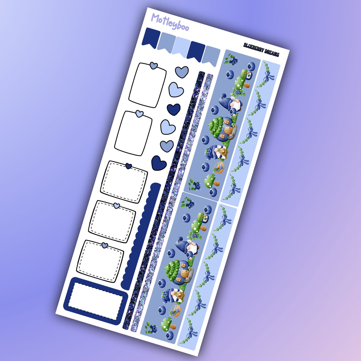 Hobonichi weeks kit, weekly sticker kit, blueberry stickers, gnome stickers, functional sticker, small journal, fruit stickers, planners