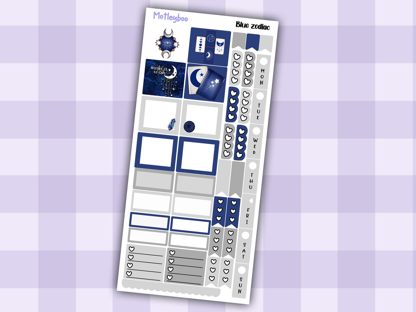 Hobonichi weeks, sticker kit, hobonichi planner, blue zodiac, celestial stickers, witchy planner, hobonichi functional stickers, blue zodiac