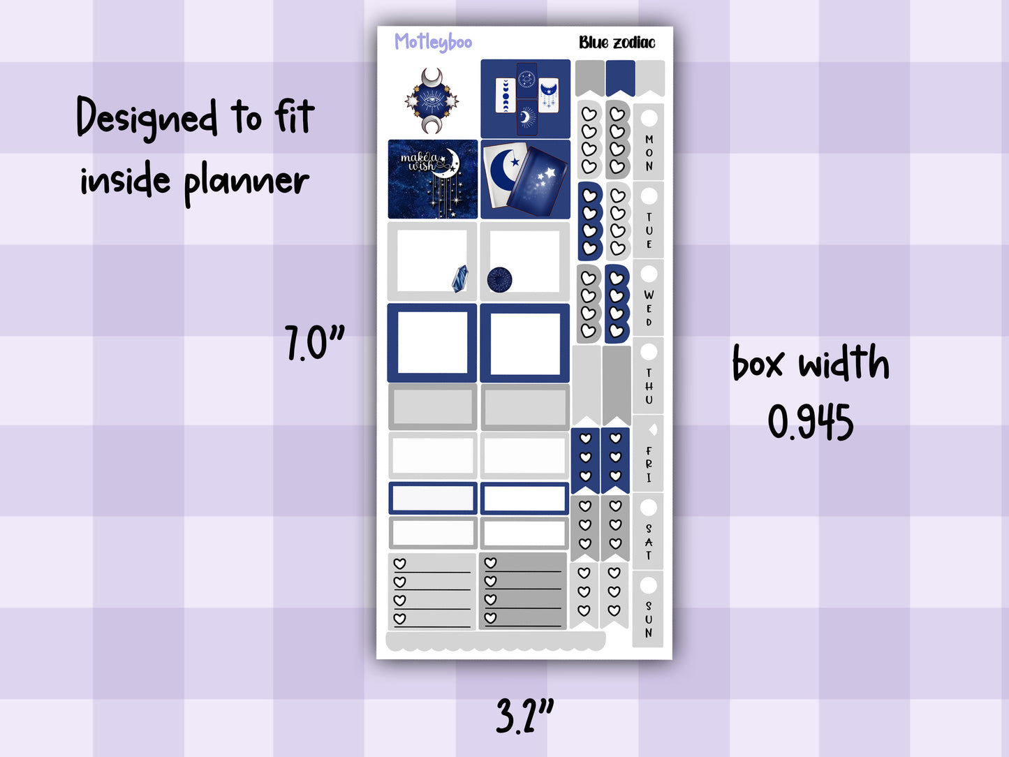 Hobonichi weeks, sticker kit, hobonichi planner, blue zodiac, celestial stickers, witchy planner, hobonichi functional stickers, blue zodiac