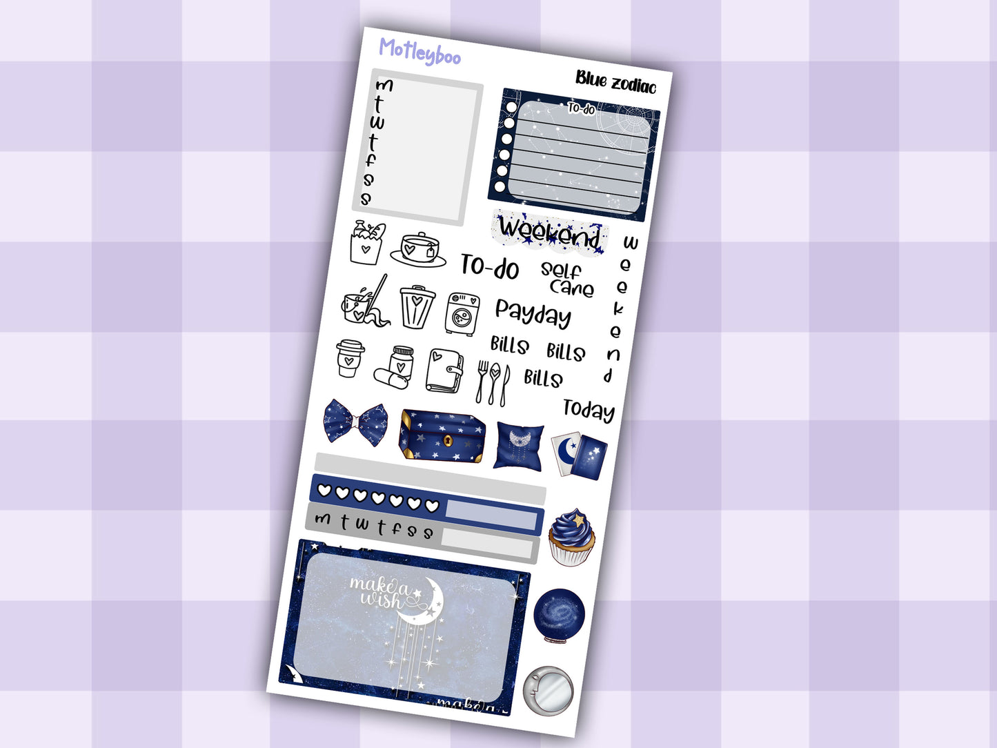 Hobonichi weeks, sticker kit, hobonichi planner, blue zodiac, celestial stickers, witchy planner, hobonichi functional stickers, blue zodiac