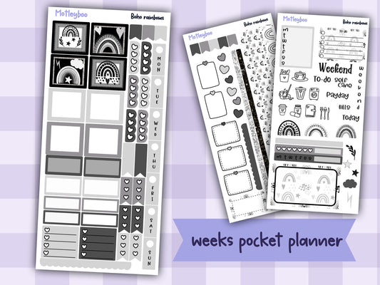Hobonichi weeks weekly planner sticker kit, planner stickers, Boho rainbows