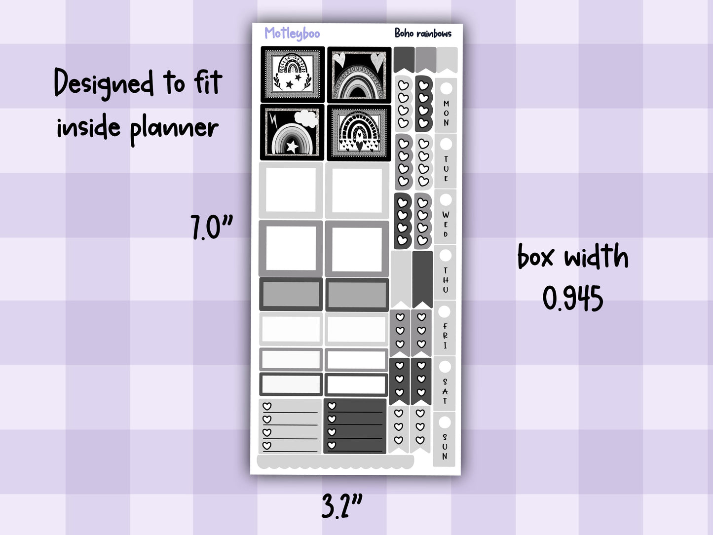 Hobonichi weeks weekly planner sticker kit, planner stickers, Boho rainbows