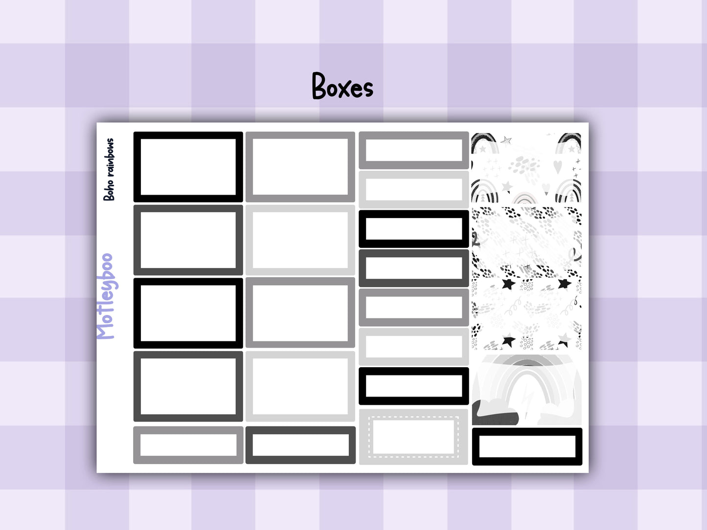 Weekly Planner Sticker Kit, Vertical Planning Stickers, Boho rainbows