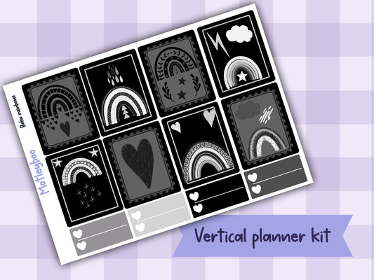 Weekly Planner Sticker Kit, Vertical Planning Stickers, Boho rainbows