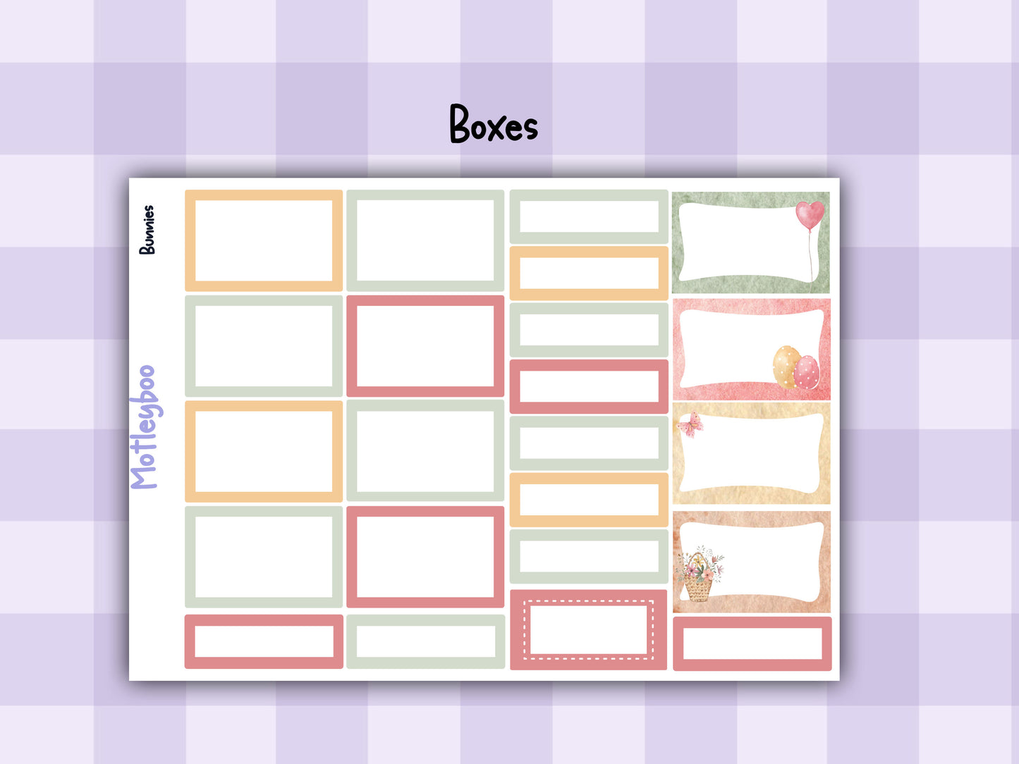 Easter Bunnies Vertical Planner Sticker Kit, Spring Journaling, Cozy Vibes
