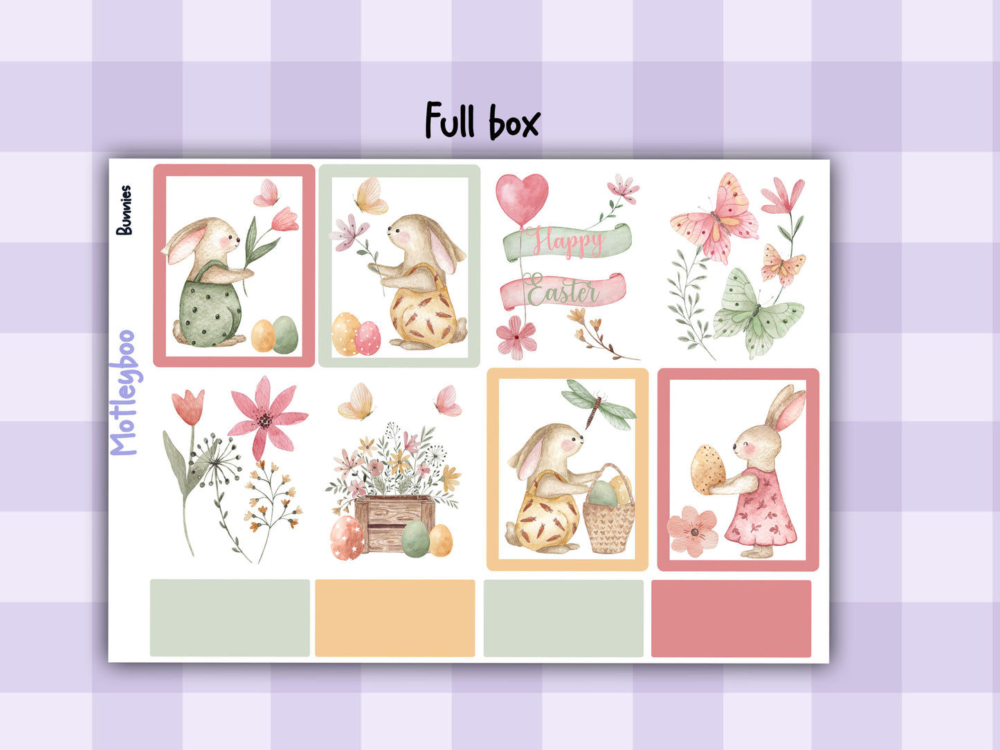 Easter Bunnies Vertical Planner Sticker Kit, Spring Journaling, Cozy Vibes
