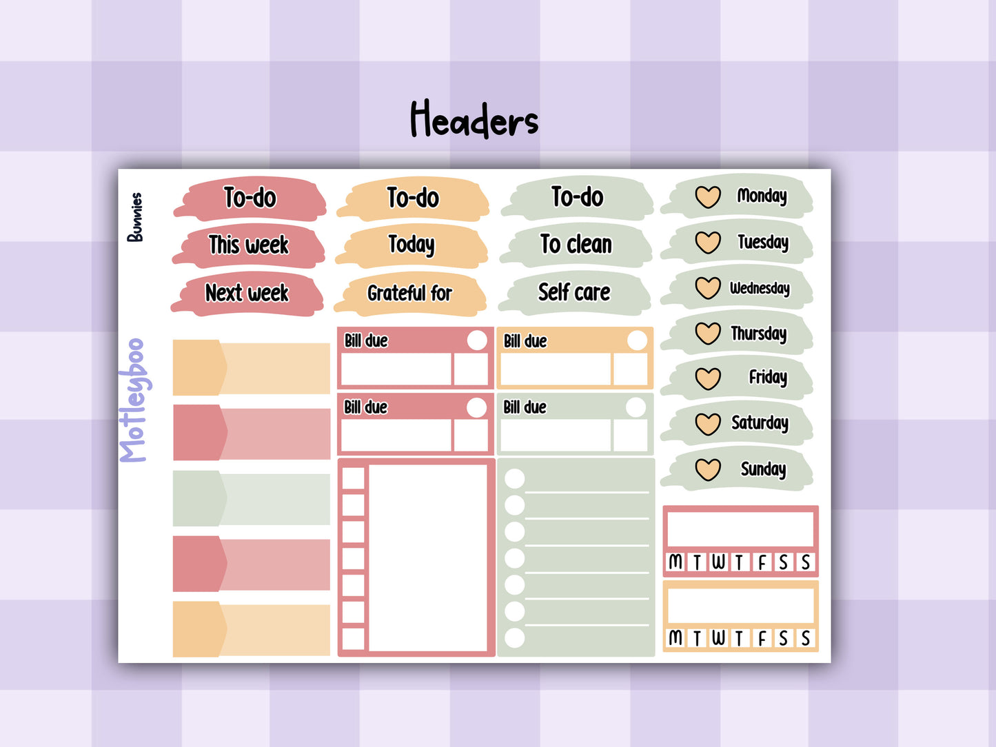 Easter Bunnies Vertical Planner Sticker Kit, Spring Journaling, Cozy Vibes