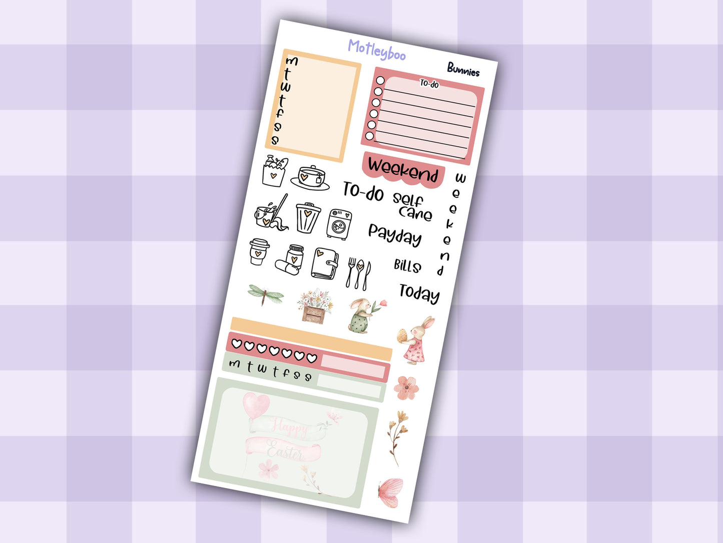 Easter hobonichi weeks, sticker kit, hobonichi planner, easter stickers sticker, bunnies