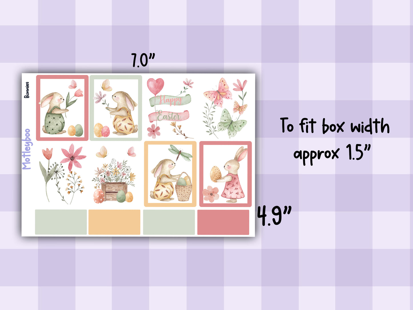 Easter Bunnies Vertical Planner Sticker Kit, Spring Journaling, Cozy Vibes