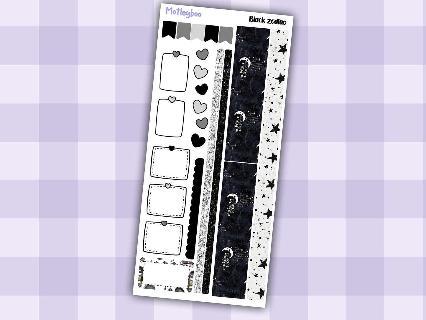 Hobonichi weeks, sticker kit, hobonichi planner, black zodiac, celestial stickers, witchy planner, hobonichi functional stickers,