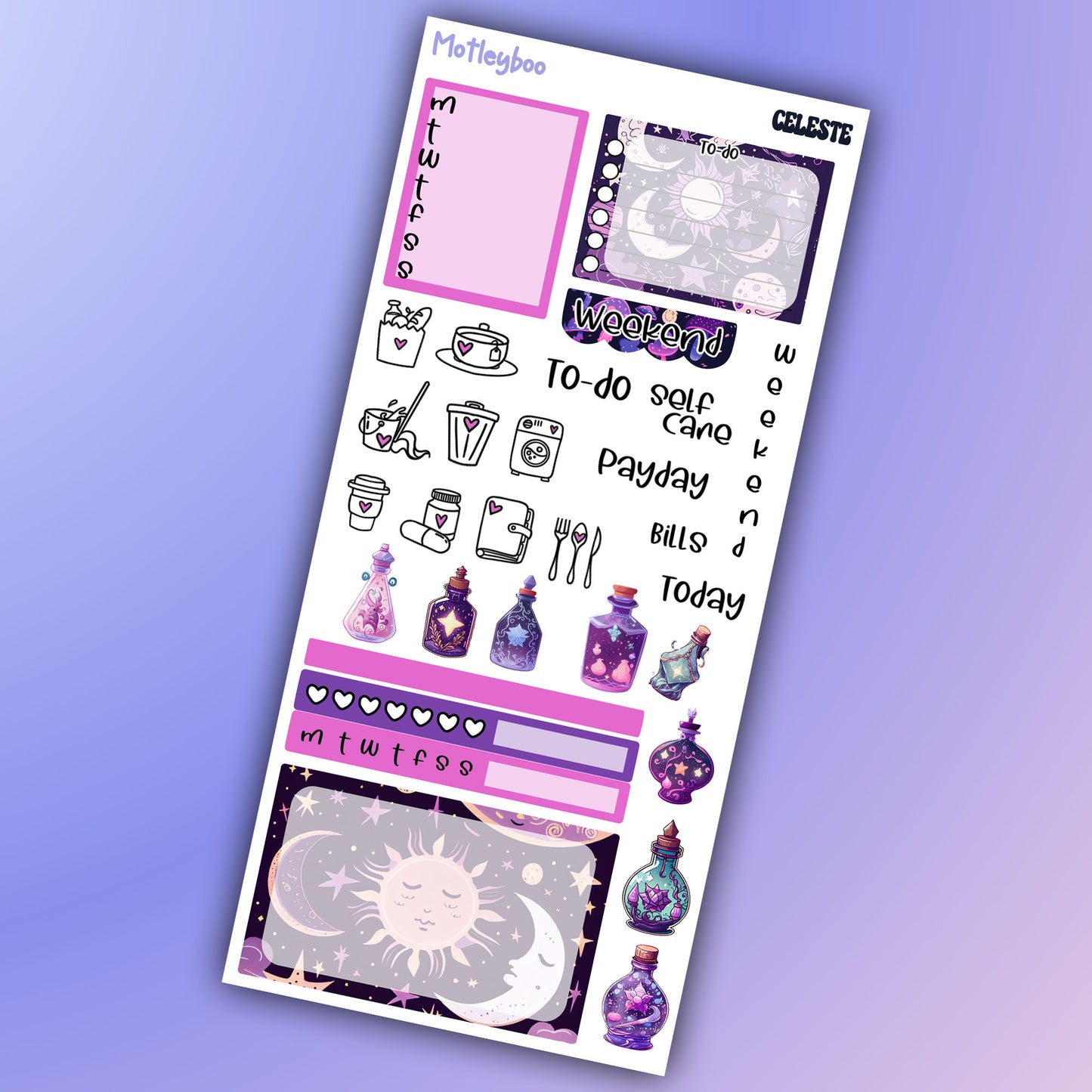 Hobonichi weeks, sticker kit, hobonichi planner, celestial stickers, witchy planner, hobonichi functional stickers, planner stickers, stars