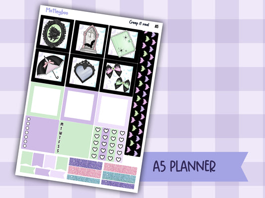 A5 Hobonichi cousin planner sticker kit, spooky planner stickers, hobonichi cousin Creep it real