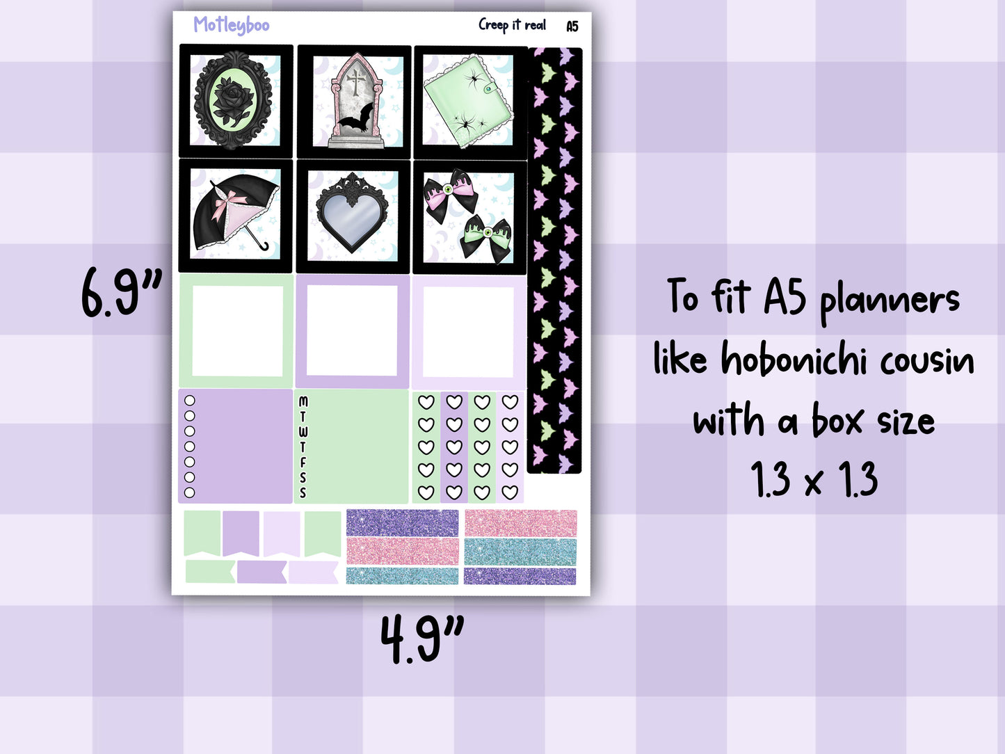 A5 Hobonichi cousin planner sticker kit, spooky planner stickers, hobonichi cousin Creep it real