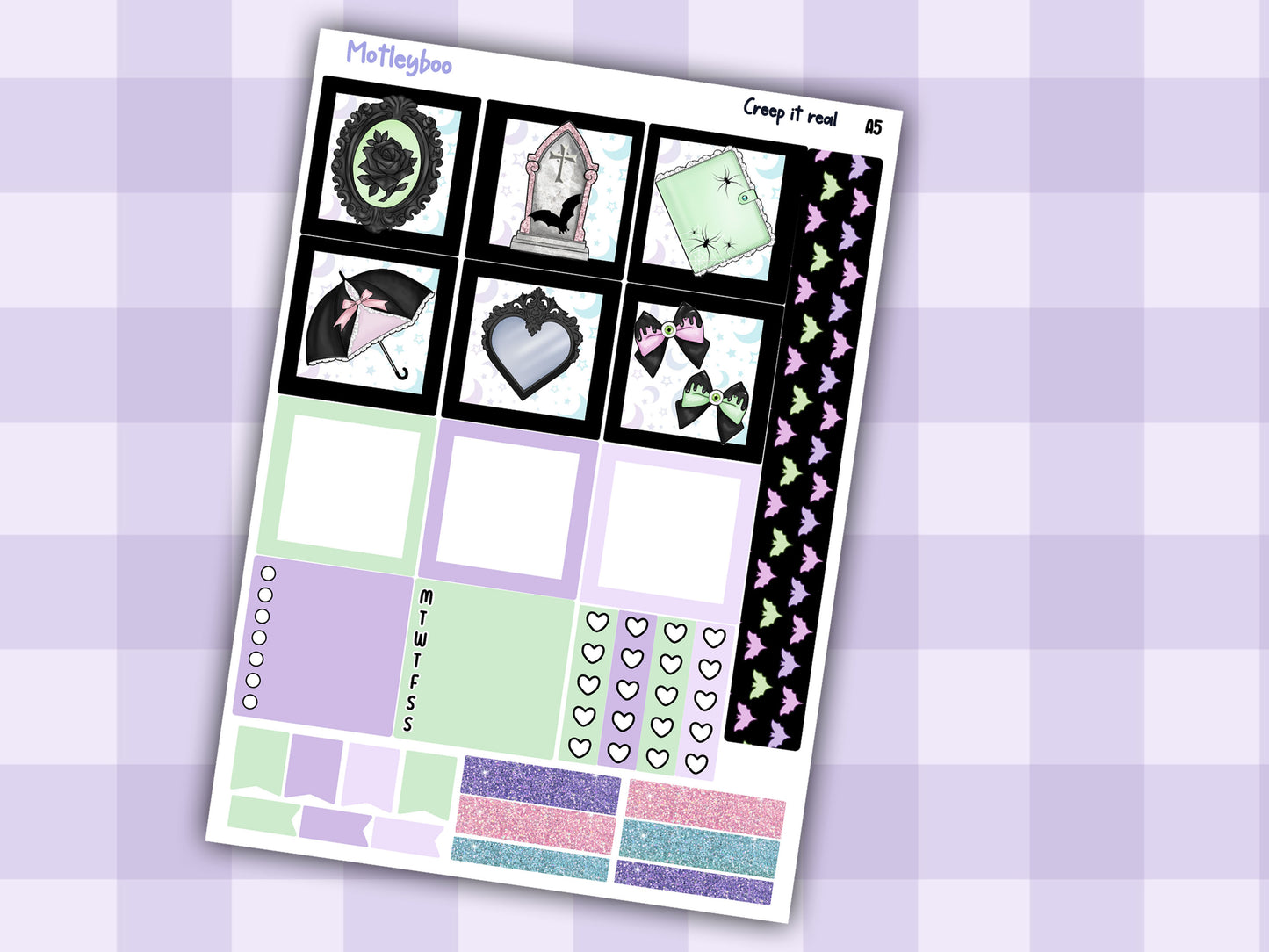 A5 Hobonichi cousin planner sticker kit, spooky planner stickers, hobonichi cousin Creep it real